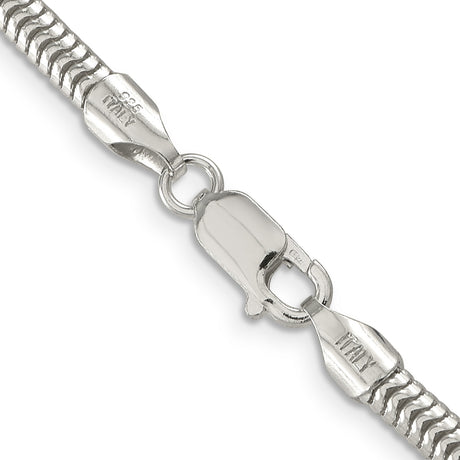925 White Gold 4 mm Polished Chain Necklace, Solid alternate angle
