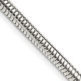 925 White Gold 4 mm Polished Chain Necklace, Solid detail view