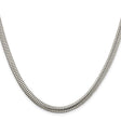 925 White Gold 5 mm Polished Chain Necklace, Solid
