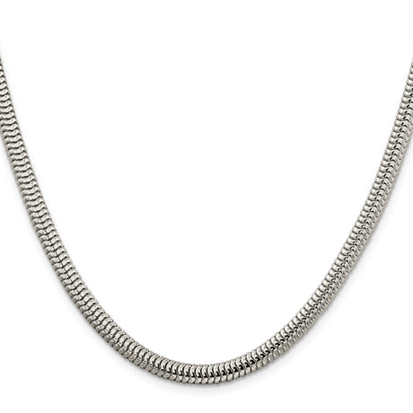 925 White Gold 5 mm Polished Chain Necklace, Solid