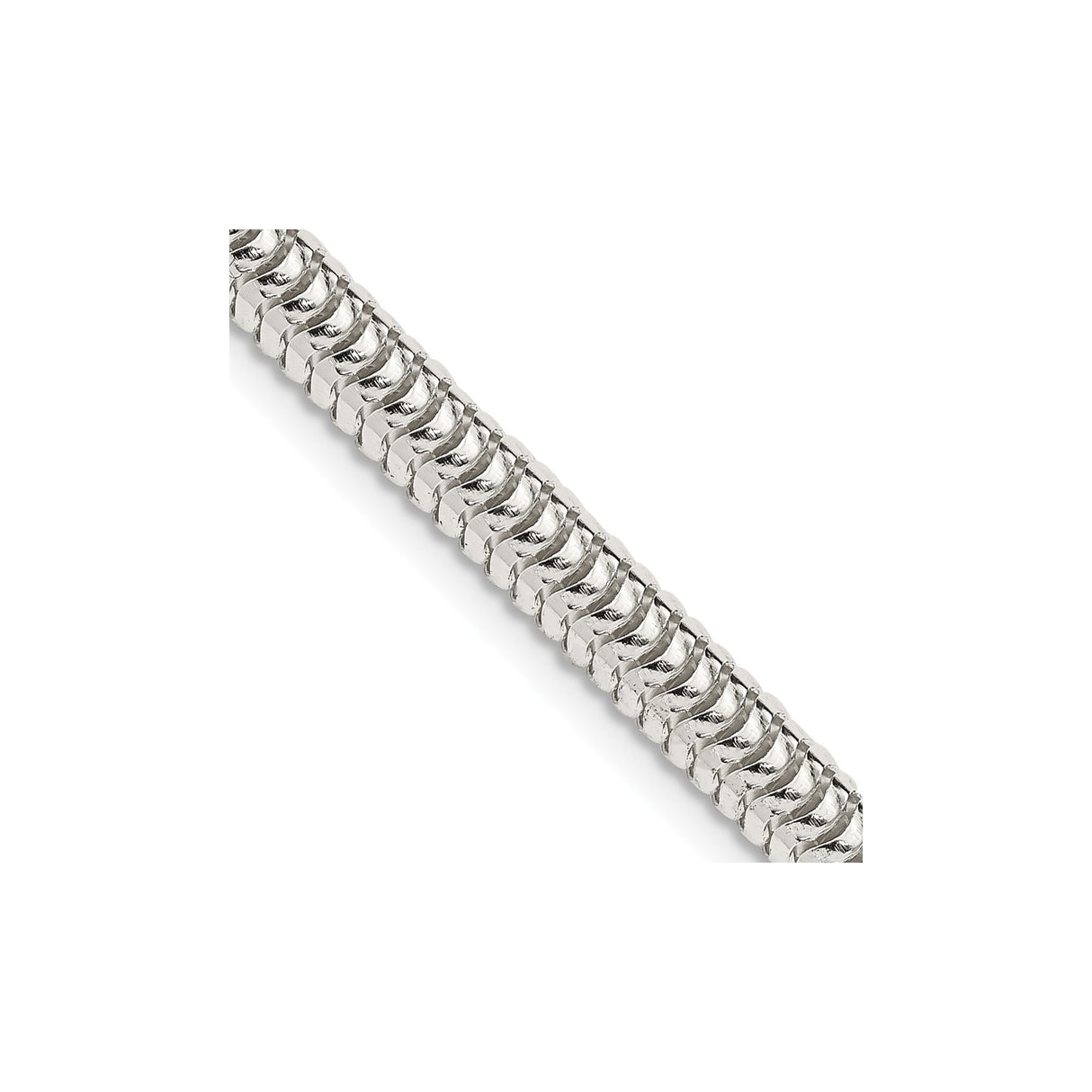 925 White Gold 5 mm Polished Chain Necklace, Solid detail view