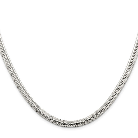 925 White Gold 6 mm Polished Chain Necklace, Solid