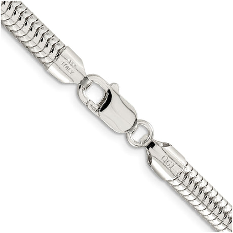 925 White Gold 6 mm Polished Chain Necklace, Solid alternate angle
