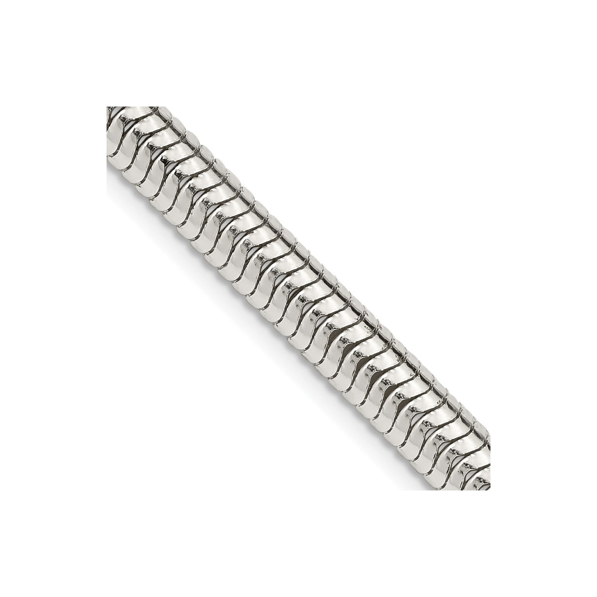 925 White Gold 6 mm Polished Chain Necklace, Solid detail view