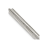 925 White Gold 6 mm Polished Chain Necklace, Solid detail view