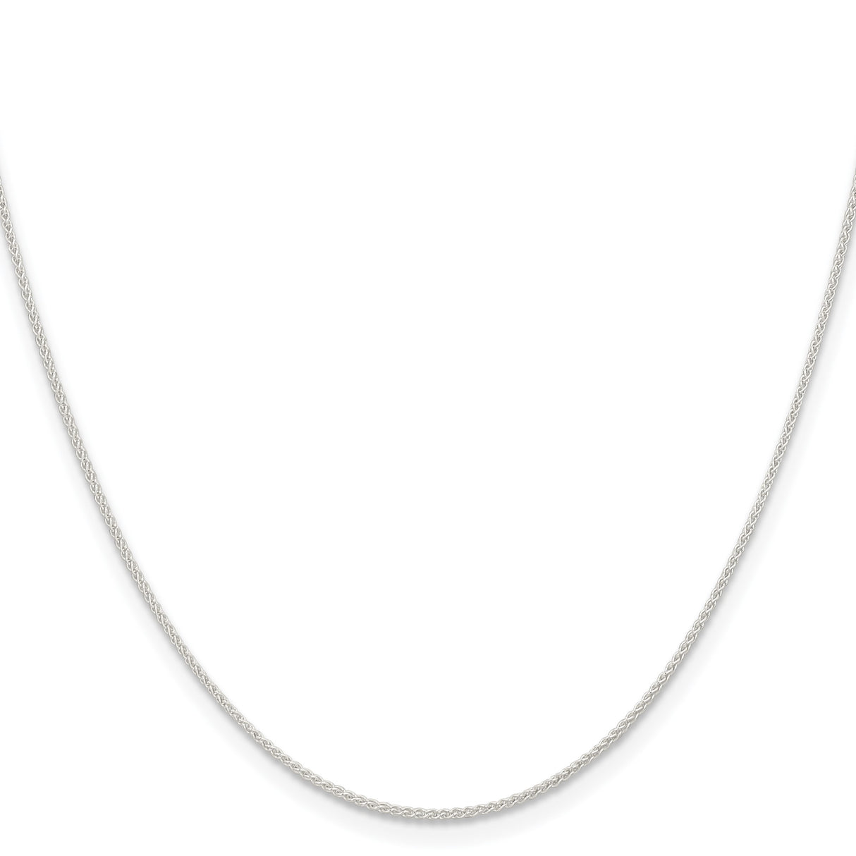 925 White Gold 1 mm Polished Chain Necklace, Solid