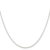 925 White Gold 1 mm Polished Chain Necklace, Solid