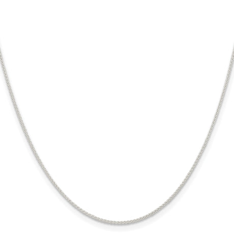 925 White Gold 1 mm Polished Chain Necklace, Solid