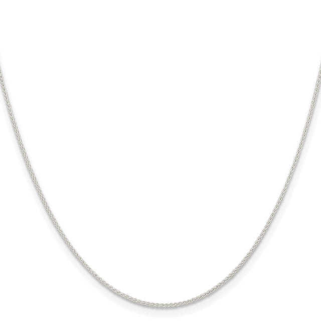 925 White Gold 1 mm Polished Chain Necklace, Solid