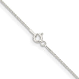 925 White Gold 1 mm Polished Chain Necklace, Solid alternate angle