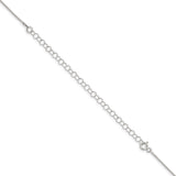 925 White Gold 1 mm Polished Chain Necklace, Solid detail view