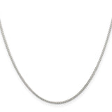 925 White Gold 1.25 mm Polished Chain Necklace, Solid