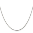 925 White Gold 1.25 mm Polished Chain Necklace, Solid