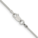 925 White Gold 1.25 mm Polished Chain Necklace, Solid alternate angle