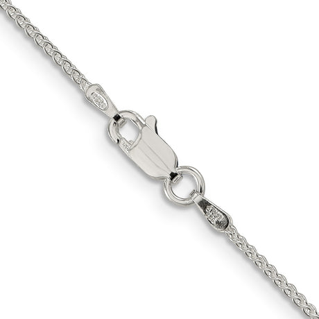 925 White Gold 1.25 mm Polished Chain Necklace, Solid alternate angle