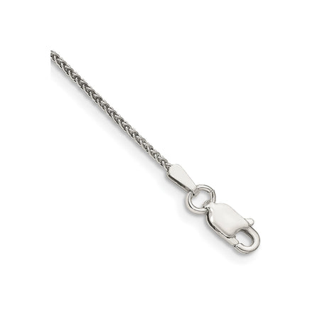 925 White Gold 1.25 mm Polished Chain Bracelet, Solid shown for scale