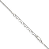 925 White Gold 1.25 mm Polished Chain Necklace, Solid detail view