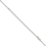 925 White Gold 1.25 mm Polished Chain Necklace, Solid detail view