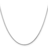 925 White Gold 1.25 mm Polished Chain Necklace, Solid