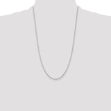 925 White Gold 1.25 mm Polished Chain Necklace, Solid detail view