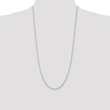 925 White Gold 1.25 mm Polished Chain Necklace, Solid detail view