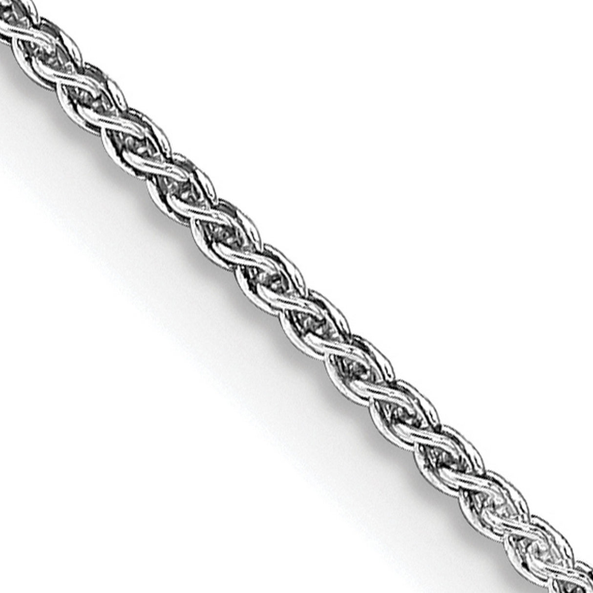 925 White Gold 1.25 mm Polished Chain Necklace, Solid detail view