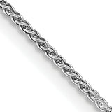 925 White Gold 1.25 mm Polished Chain Necklace, Solid detail view