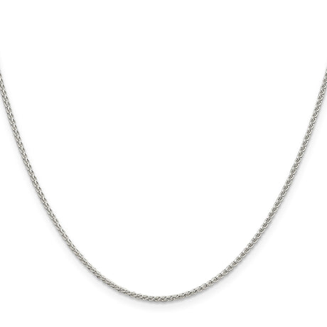 925 White Gold 1.5 mm Polished Chain Necklace, Solid