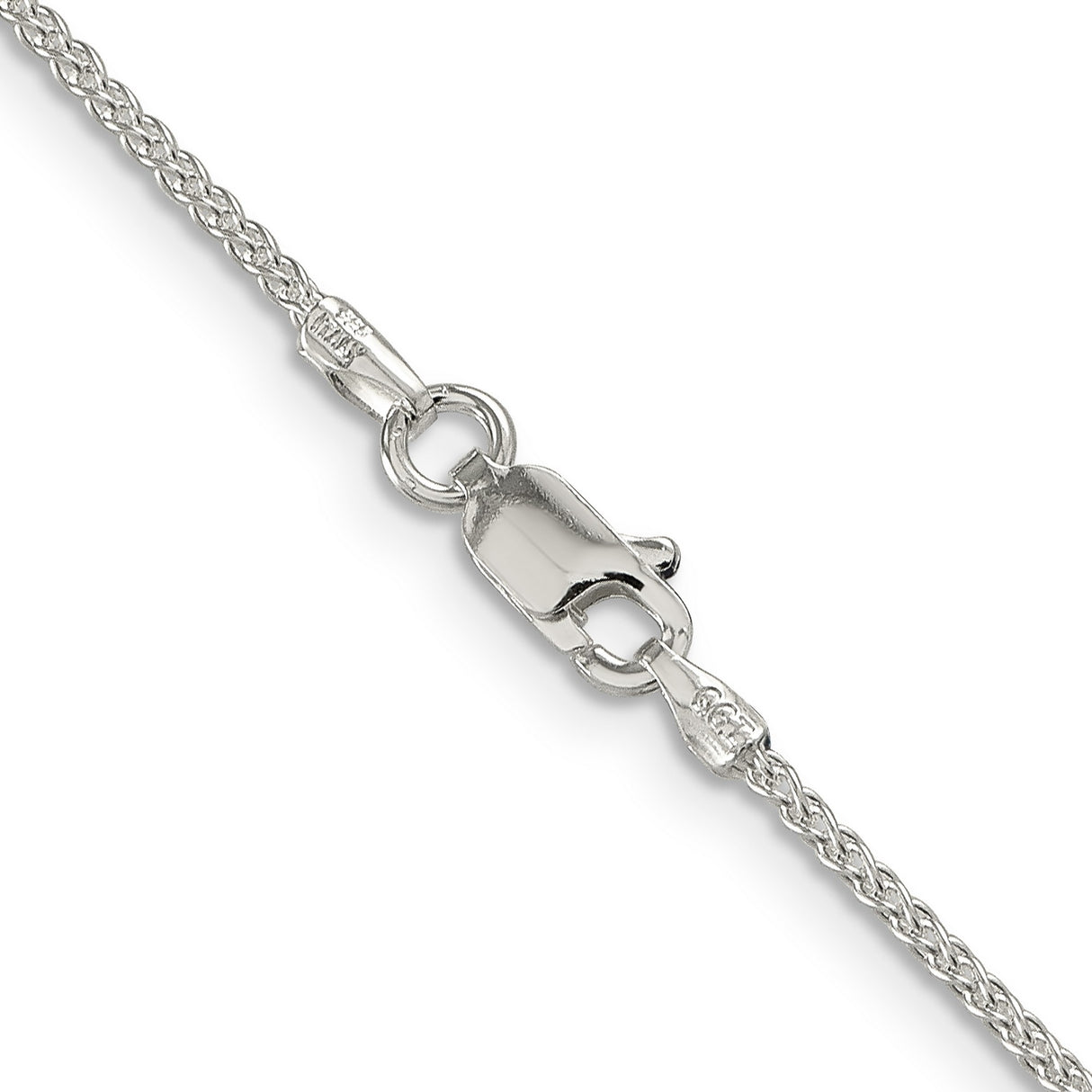 925 White Gold 1.5 mm Polished Chain Necklace, Solid alternate angle