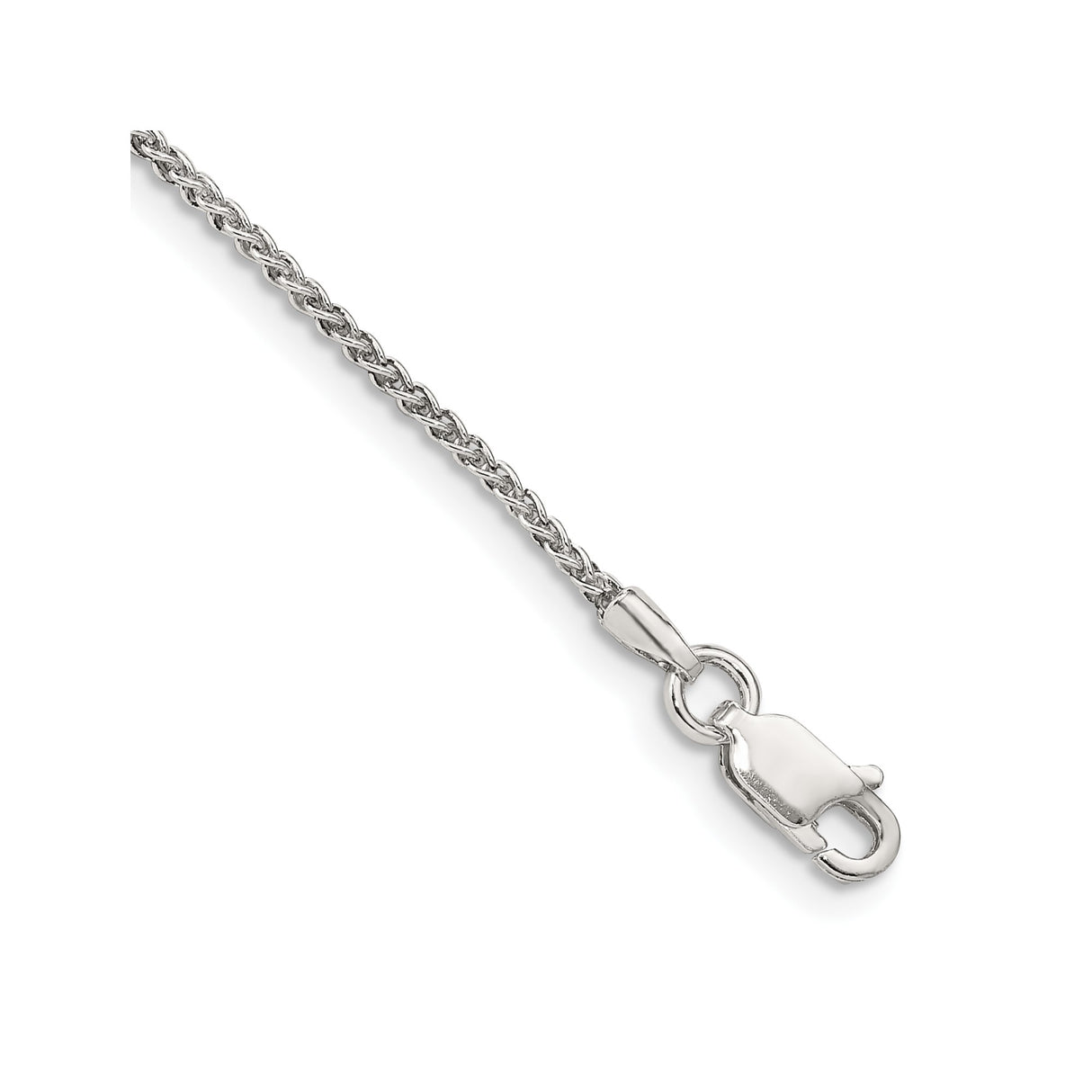 925 White Gold 1.5 mm Polished Chain Anklet, Solid shown for scale