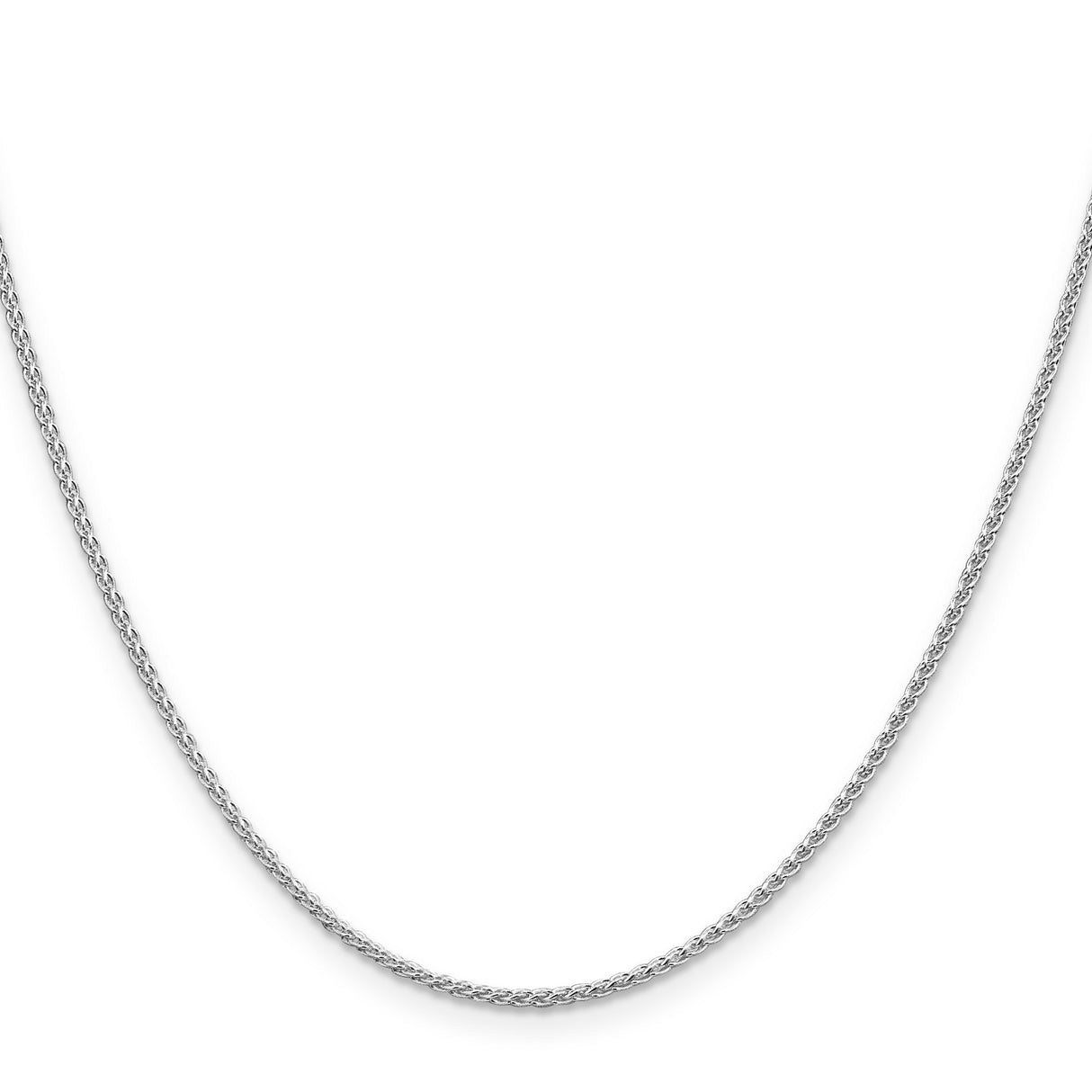 925 White Gold 1.5 mm Polished Chain Necklace, Solid