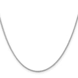 925 White Gold 1.5 mm Polished Chain Necklace, Solid