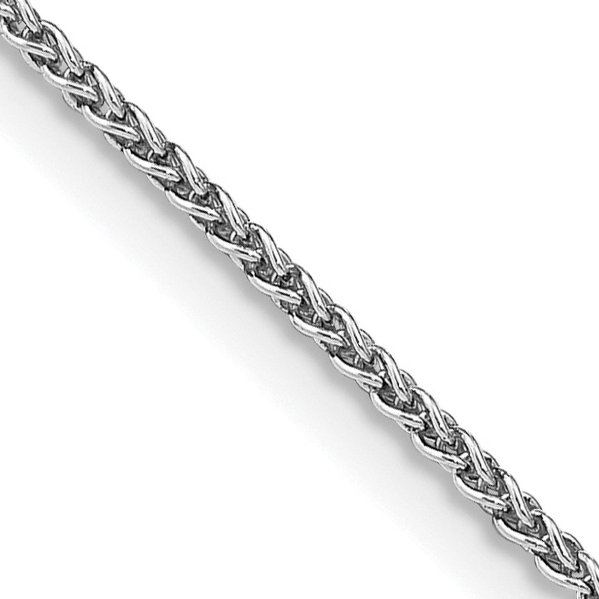 925 White Gold 1.5 mm Polished Chain Necklace, Solid detail view