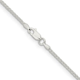 925 White Gold 1.6 mm Polished Chain Necklace, Solid alternate angle
