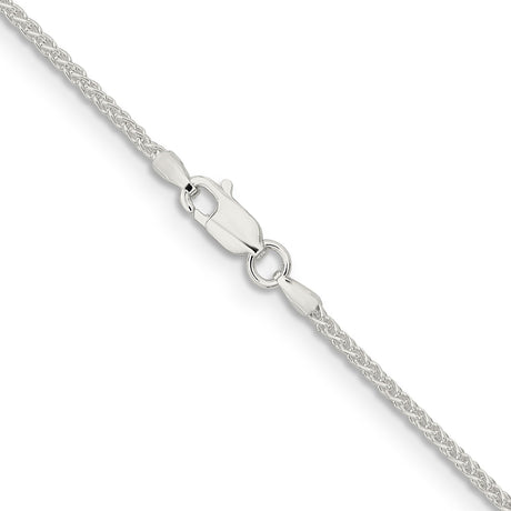 925 White Gold 1.6 mm Polished Chain Necklace, Solid alternate angle