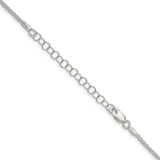 925 White Gold 1.6 mm Polished Chain Necklace, Solid detail view