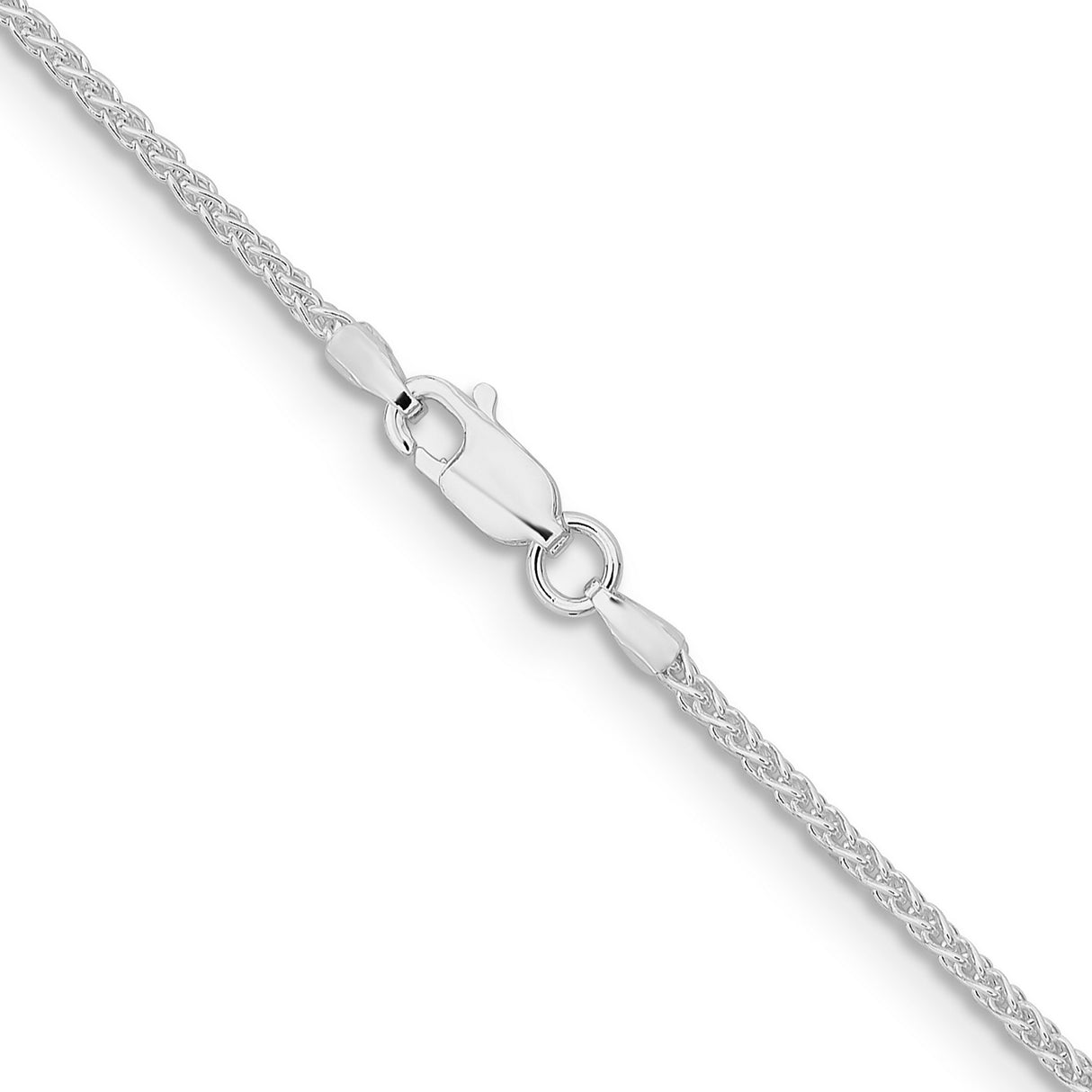 925 White Gold 1.6 mm Polished Chain Necklace, Solid alternate angle