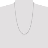 925 White Gold 1.6 mm Polished Chain Necklace, Solid detail view