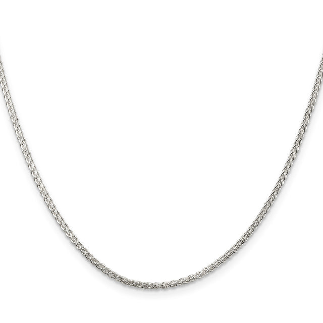 925 White Gold 1.75 mm Polished Chain Necklace, Solid