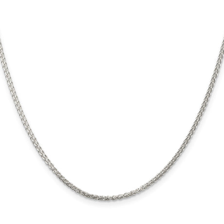 925 White Gold 1.75 mm Polished Chain Necklace, Solid