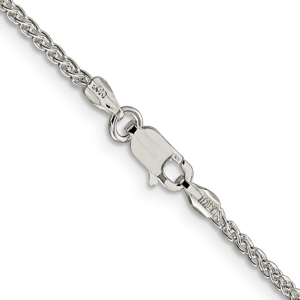 925 White Gold 1.75 mm Polished Chain Necklace, Solid alternate angle