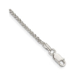 925 White Gold 1.75 mm Polished Chain Bracelet, Solid shown for scale
