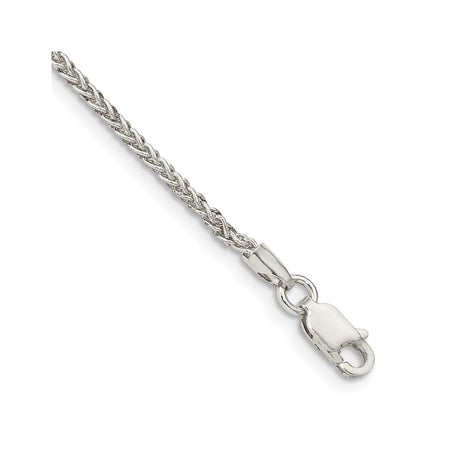 925 White Gold 1.75 mm Polished Chain Bracelet, Solid shown for scale