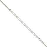 925 White Gold 1.75 mm Polished Chain Necklace, Solid detail view