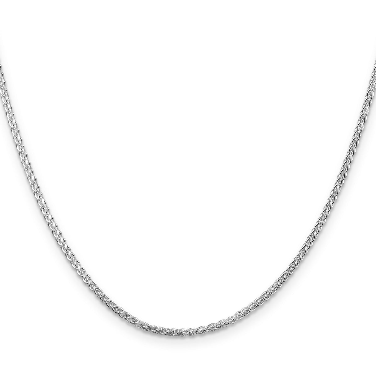 925 White Gold 1.75 mm Polished Chain Necklace, Solid