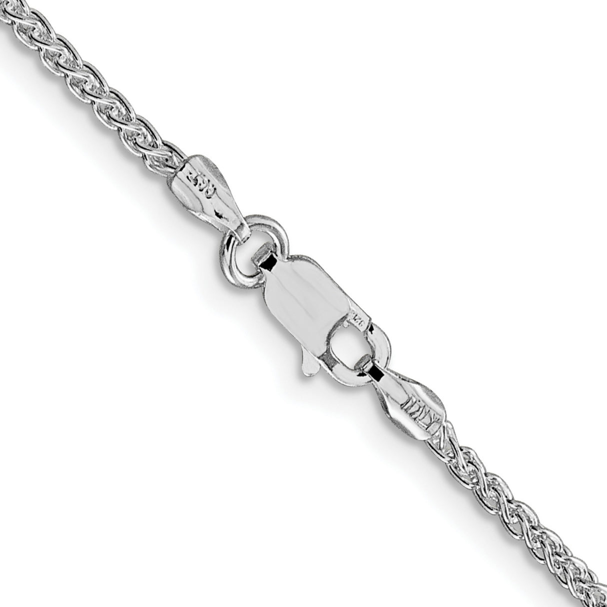 925 White Gold 1.75 mm Polished Chain Necklace, Solid alternate angle