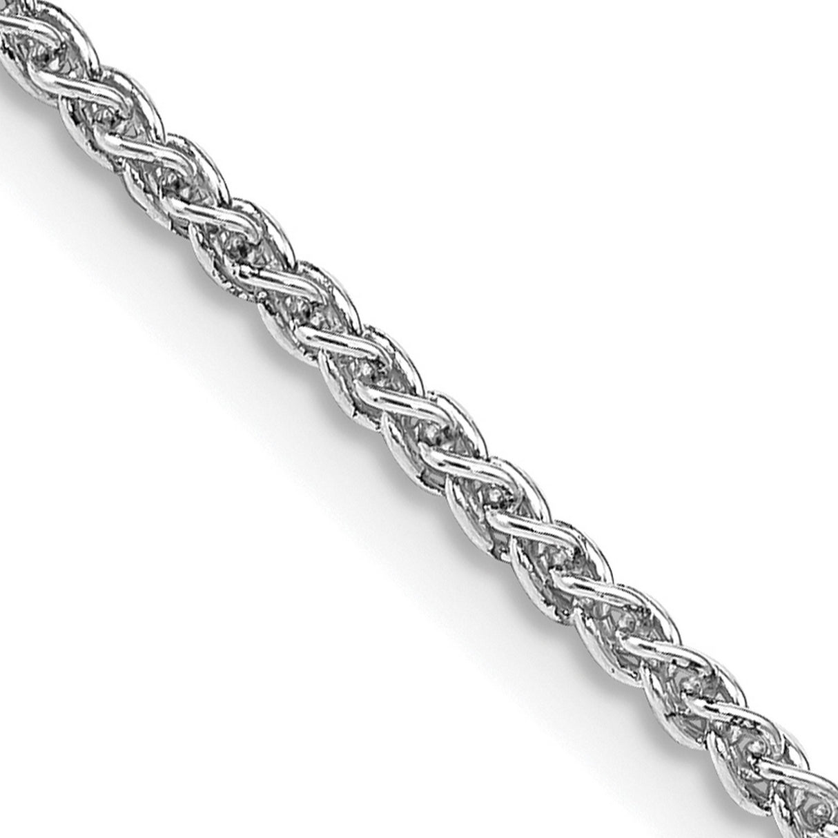 925 White Gold 1.75 mm Polished Chain Necklace, Solid detail view