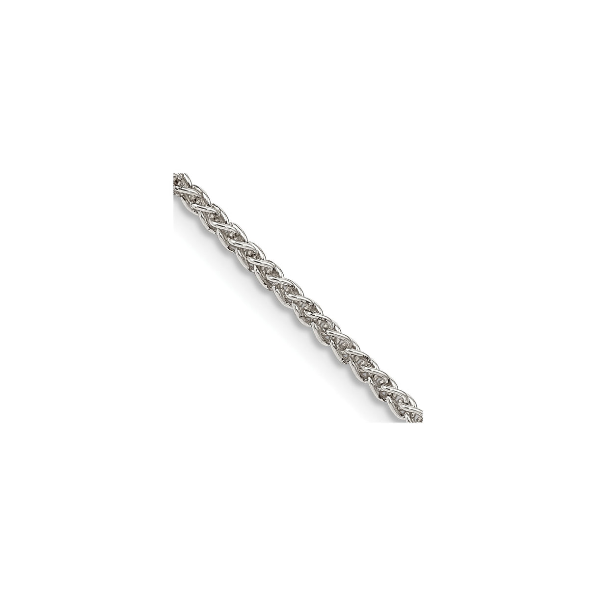 925 White Gold 1.75 mm Polished Chain Necklace, Solid detail view
