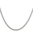 925 White Gold 2.5 mm Polished Chain Necklace, Solid