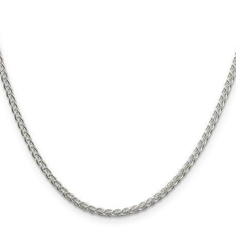 925 White Gold 2.5 mm Polished Chain Necklace, Solid